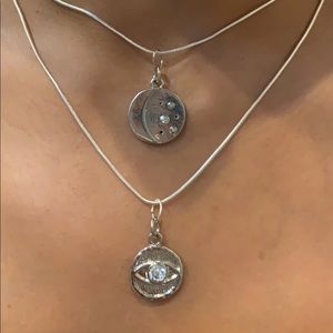 y2k silver moon necklaces